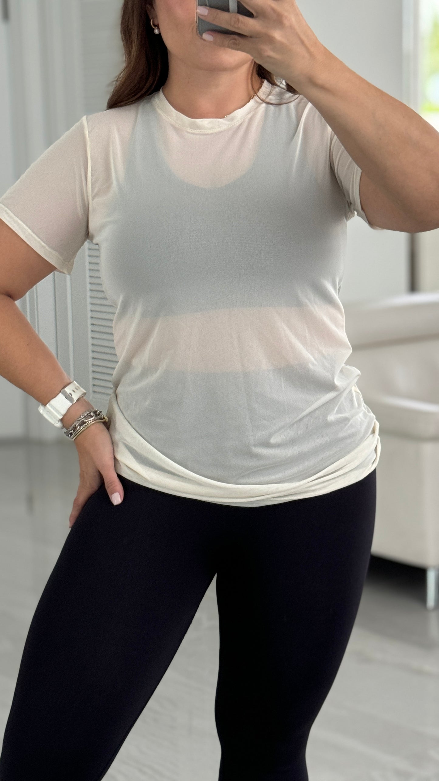 Mesh long shirt